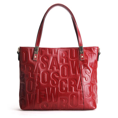 Letters Embossed Genuine Tote Bag
