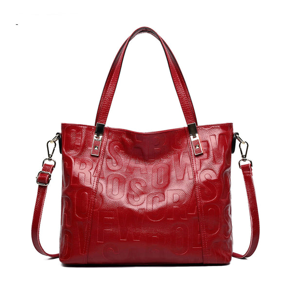 Letters Embossed Genuine Tote Bag