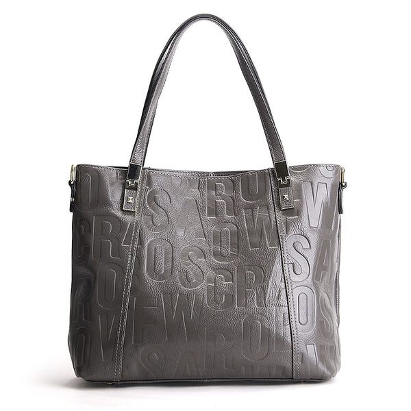 Letters Embossed Genuine Tote Bag