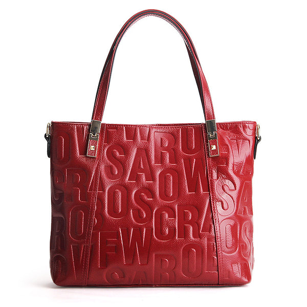 Letters Embossed Genuine Tote Bag