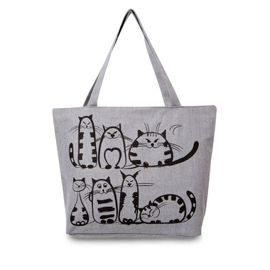 Cartoon Cats Printed Tote Bag