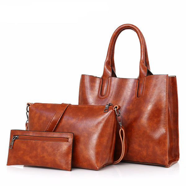 3 in 1 Genuine Leather Tote Bag
