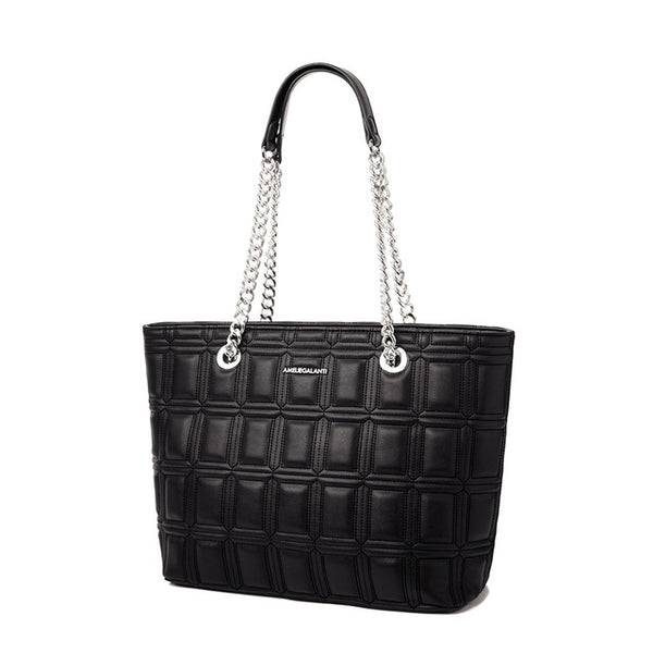 Geometric Soft Leather Tote Bag