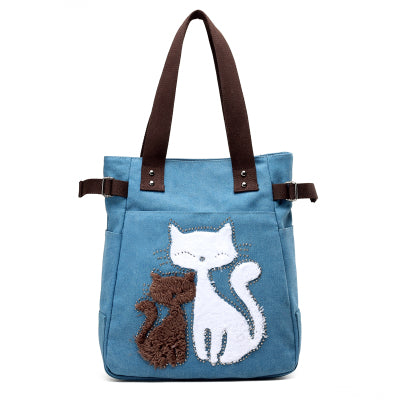 Cute Cat Canvas Tote Bag