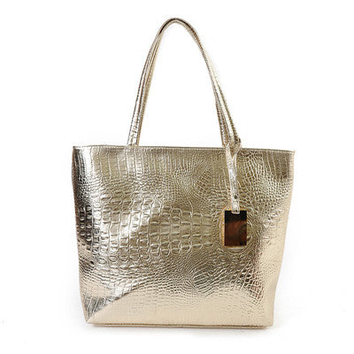 Shiny Crocodile Skin Tote Bag