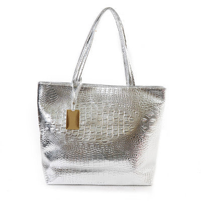 Shiny Crocodile Skin Tote Bag