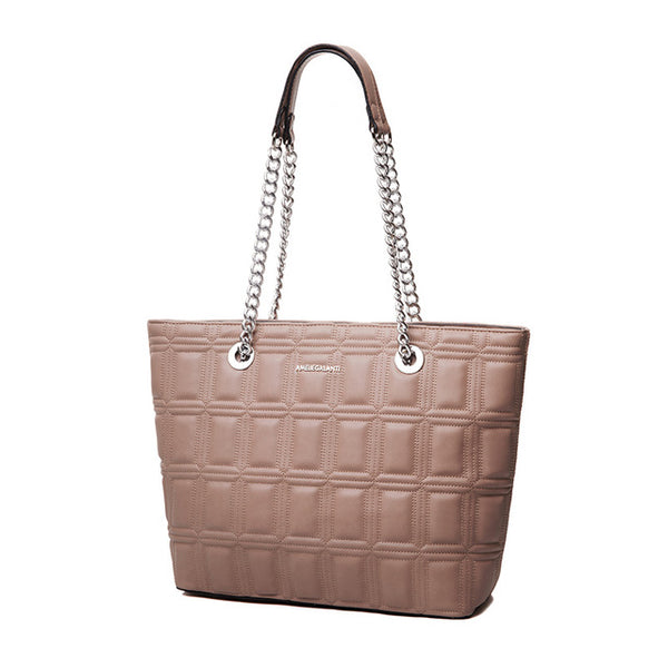 Geometric Soft Leather Tote Bag